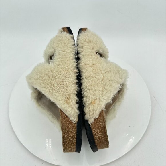 Birkenstock Arizona Women Size 8 Brown Leather Fur Slide Buckle Comfort Sandal - Picture 6 of 11